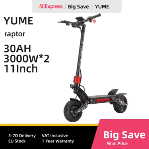 YUME Raptor Electric Scooter 6000W Motor 60V 27AH 11 inch Tires Max Speed 80KM/H Max Range 96KM Electric Scooter