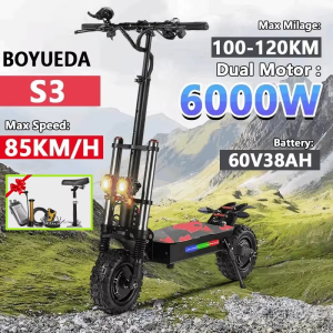 EU spot electric scooter S36000W, 60V, 38AH dual motors, detachable seats, speed of 80KM/H, range of 95KM 11 inch off-road tires