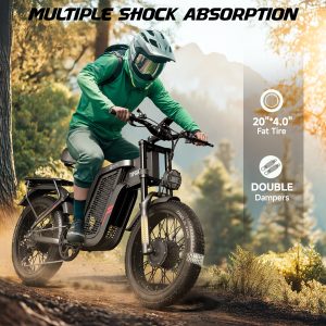 TIFGALOP Electric Bike, 20 inch Fat Tire Electric Bikes for Adult with Certified Battery, VTT Powerful Non-Folding Commuter