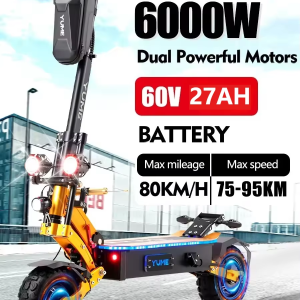 YUMI X11 6000W Dual Motor 60V 27AH Electric Scooter Max Speed 85-95km/h 11 Inch Tyres Lcd Display Range 100km Foldable Escooter