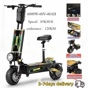 2025 New NFC Intelligent Anti-theft 6000W Dual Motor 60V40AH120km ultra Long Endurance Adult Off-road Fast Electric Scooter AB2